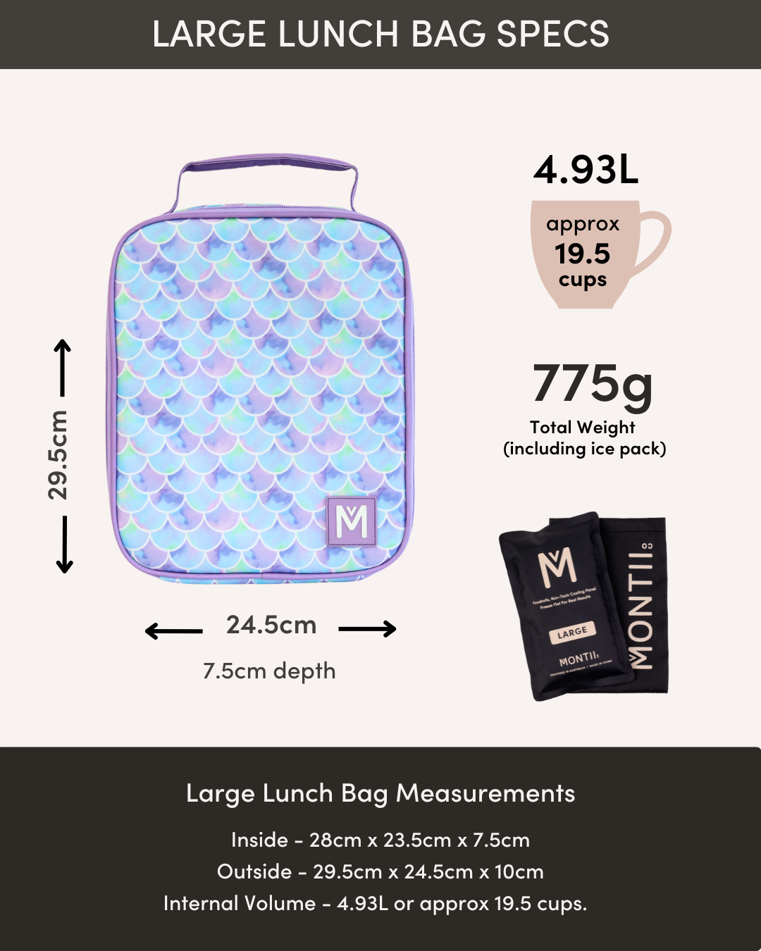 MONTIICO LARGE INSULATED LUNCH BAG - UNICORN