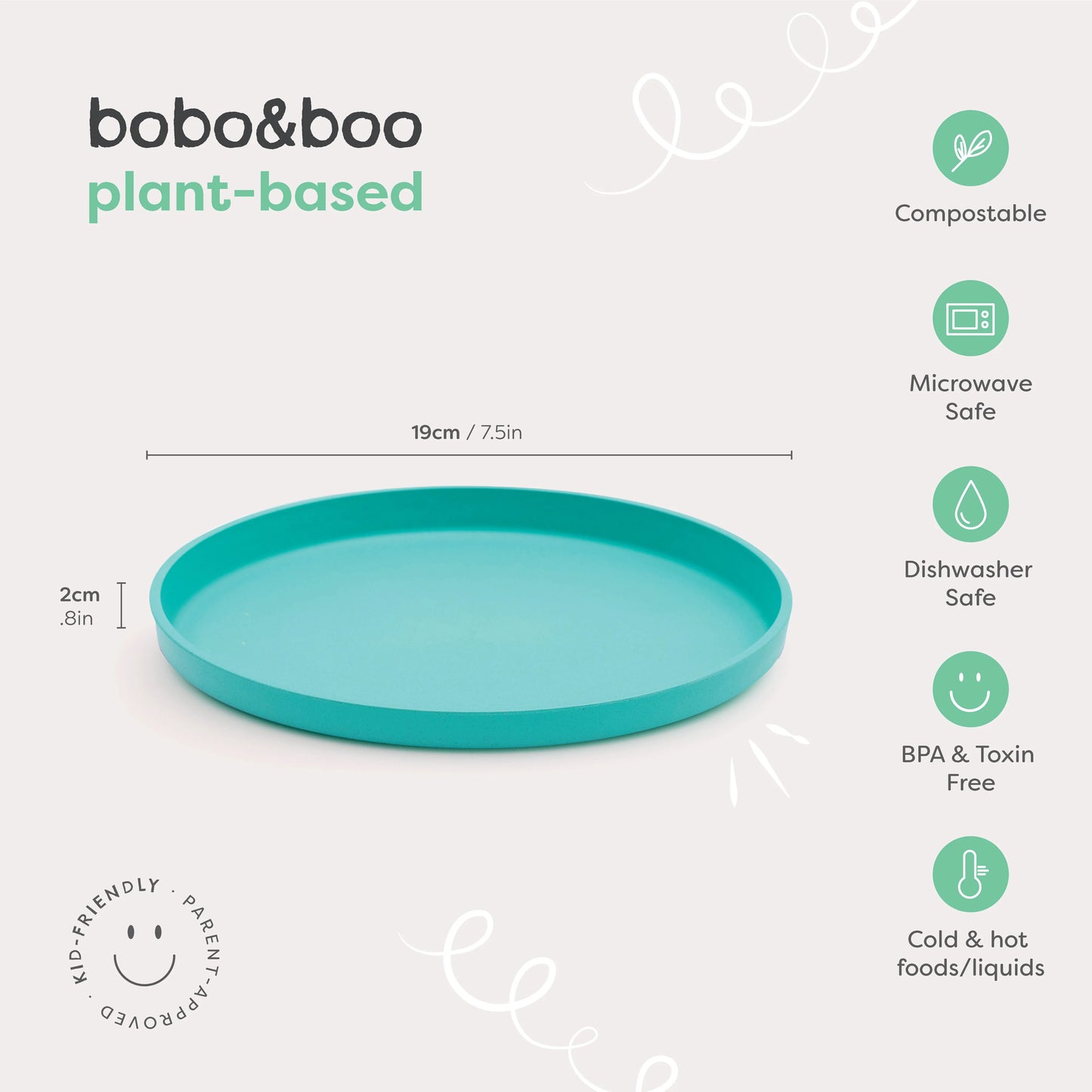 Plant-Based 3 Pack of plates – Lagoon (19cm)