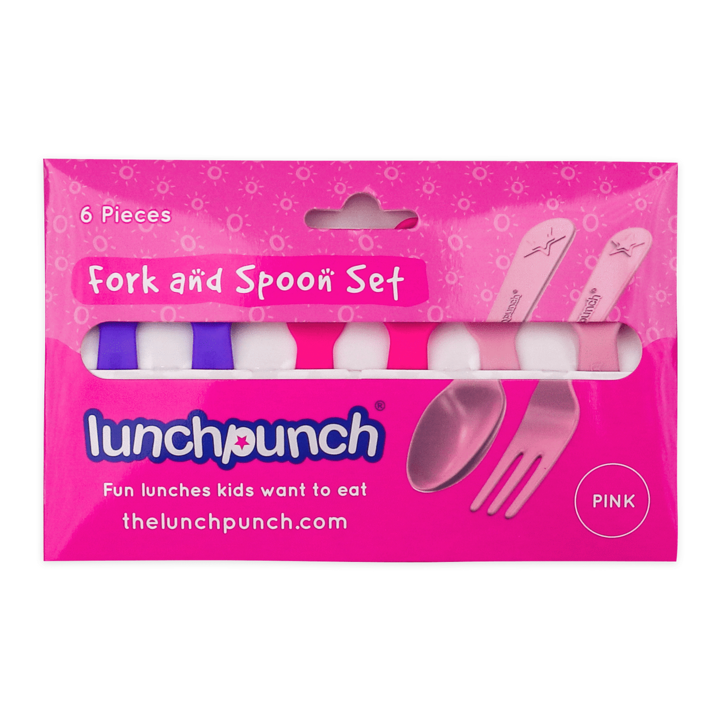 LUNCH PUNCH FORK AND SPOON SET - PINK
