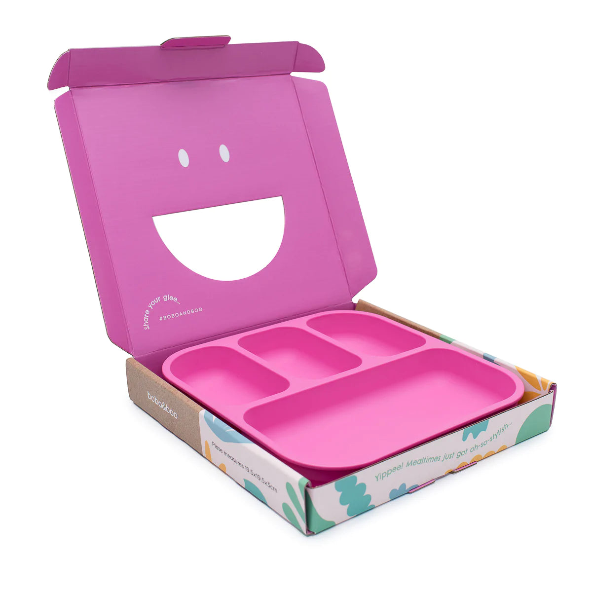 Plant-Based Bento-Style Divided Plates (22x21cm) - Individual - Pink