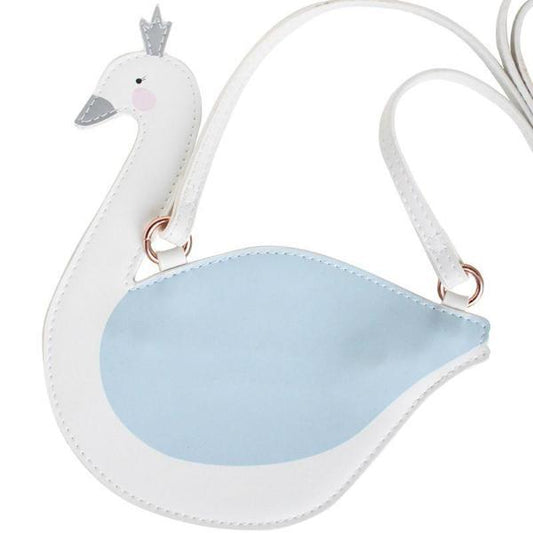 Little Cross Body Shoulder Bag - White & Blue Swan