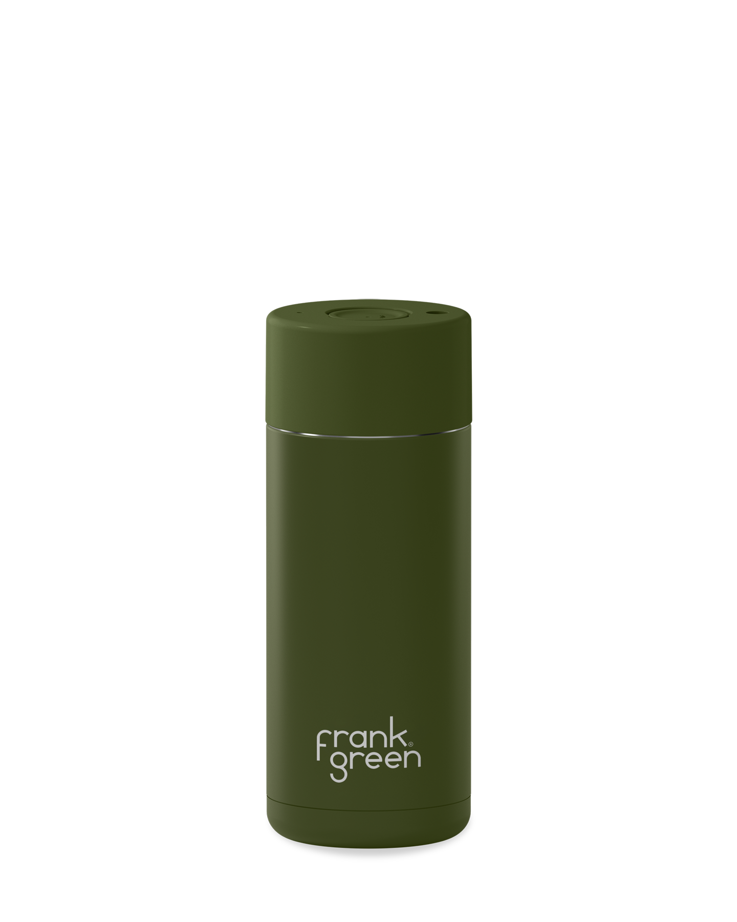 Stainless Steel Ceramic Reusable Cup Khaki with Push Button Lid - 495ml