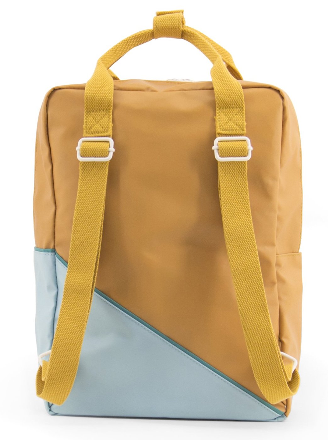 Large backpack diagonal caramel fudge / light blue - Sticky Lemon