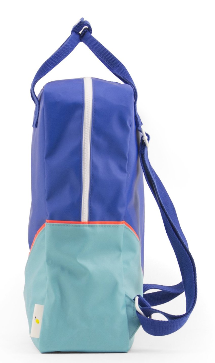 Large backpack diagonal ink blue / retro mint - Sticky Lemon