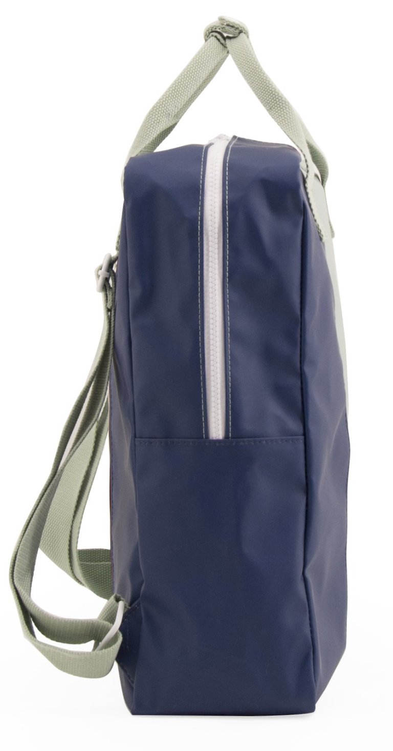 Large backpack vertical - sage green / dark blue
