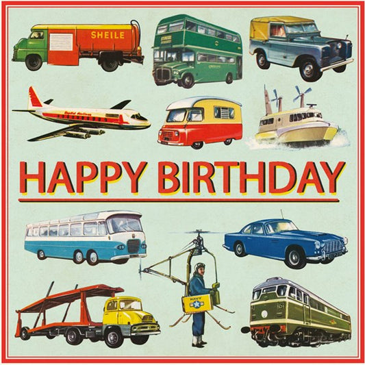 Birthday card - Vintage Transport