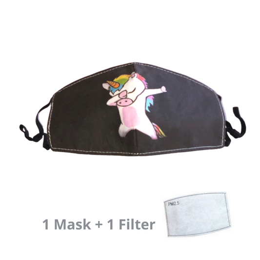 Stylish Re-usable Kids' Face Mask - Unicorn Dab