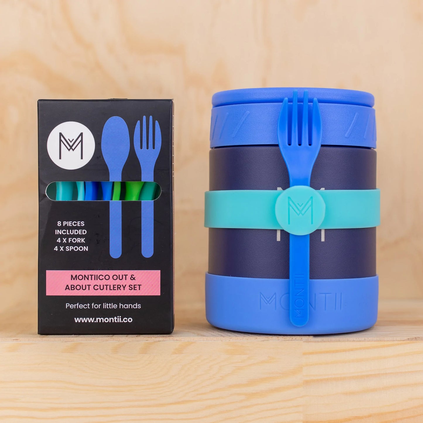 MONTIICO OUT & ABOUT CUTLERY SET - BLUEBERRY
