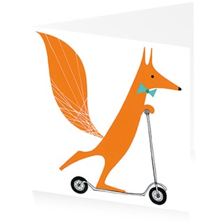 Birthday card - Fox on Wheels