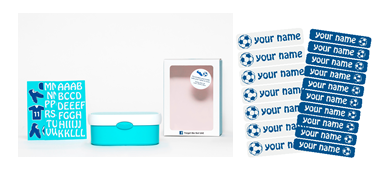 Set DIY Soccer - Campus mini blue lunchbox + Name label set