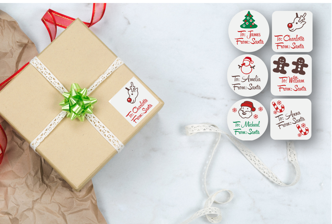 Christmas Gift Labels - White